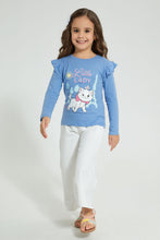 Load image into Gallery viewer, Redtag-Blue-Marie-Frill-Slv-T-Shirt-Long-Sleeves-Girls-2 to 8 Years
