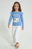 Redtag-Blue-Marie-Frill-Slv-T-Shirt-Long-Sleeves-Girls-2 to 8 Years