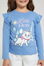 Load image into Gallery viewer, Redtag-Blue-Marie-Frill-Slv-T-Shirt-Long-Sleeves-Girls-2 to 8 Years
