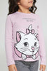 Redtag-Purple-Marie-Print-T-Shirt-Character-Girls-2 to 8 Years