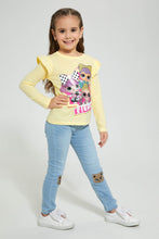 Load image into Gallery viewer, Redtag-Yellow-Lol-Dolls-Frill-Slv-T-Shirt-Long-Sleeves-Girls-2 to 8 Years
