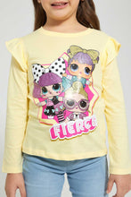 Load image into Gallery viewer, Redtag-Yellow-Lol-Dolls-Frill-Slv-T-Shirt-Long-Sleeves-Girls-2 to 8 Years
