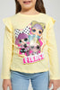 Redtag-Yellow-Lol-Dolls-Frill-Slv-T-Shirt-Long-Sleeves-Girls-2 to 8 Years