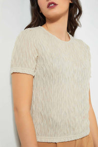 Redtag-Beige-Textured-Top-Tops-Women's-0