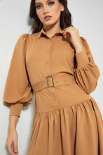 تنزيل الصورة على معرض الصور، Redtag-Beige-Midi-Dress-With-Belt-Dresses-Women&#39;s-0
