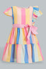 Redtag-Multicolour-Stripes-Tiered-Dress-Dresses-Infant-Girls-3 to 24 Months