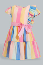 Load image into Gallery viewer, Redtag-Multicolour-Stripes-Tiered-Dress-Dresses-Infant-Girls-3 to 24 Months
