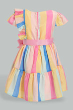 Load image into Gallery viewer, Redtag-Multicolour-Stripes-Tiered-Dress-Dresses-Infant-Girls-3 to 24 Months
