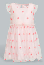 Load image into Gallery viewer, Redtag-Heart-Flock-Printed-Mesh-Dress-Dresses-Infant-Girls-3 to 24 Months
