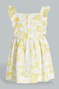 Redtag-Yellow-Floral-Tank-Strap-With-Ruffle-Sleeves-Dress-Colour:Yellow,-Filter:Infant-Girls-(3-to-24-Mths),-Infant-Girls-Dresses,-New-In,-New-In-ING,-Non-Sale,-S22B,-Section:Kidswear-Infant-Girls-3 to 24 Months