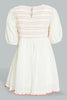 Redtag-Ivory-Front-Smoking-Frills-And-Scallops-Dress-Dresses-Infant-Girls-3 to 24 Months