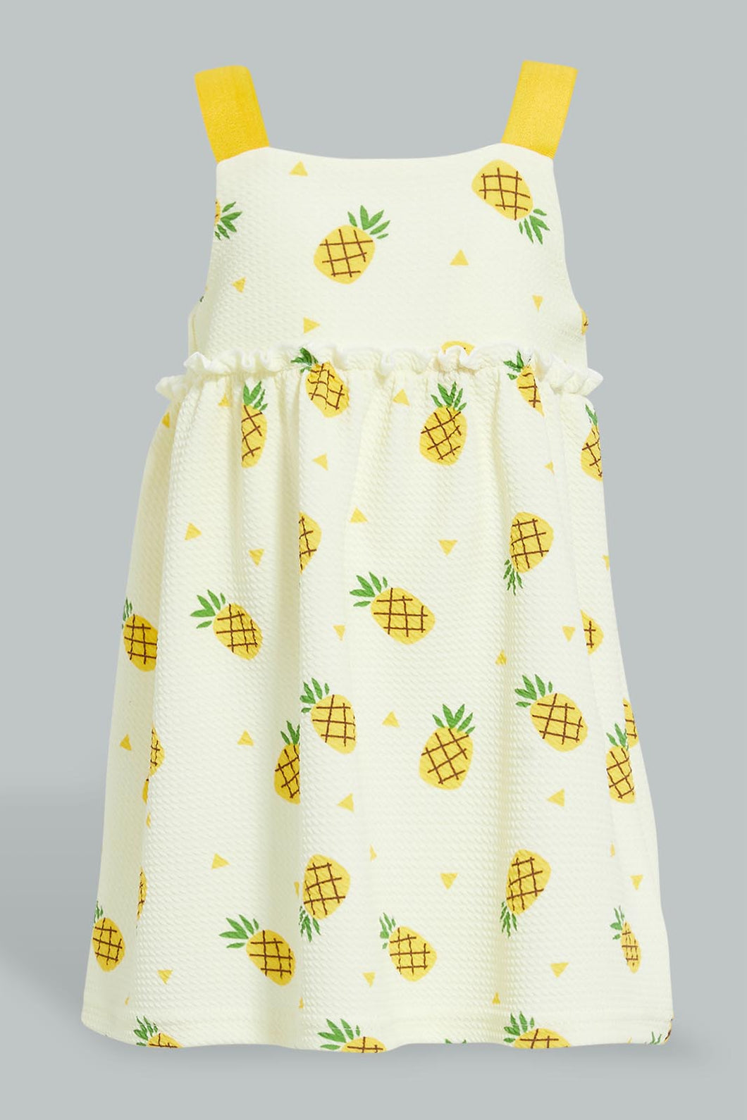 Redtag-Strawberry-Printed-Strap-Dress-Dresses-Infant-Girls-3 to 24 Months