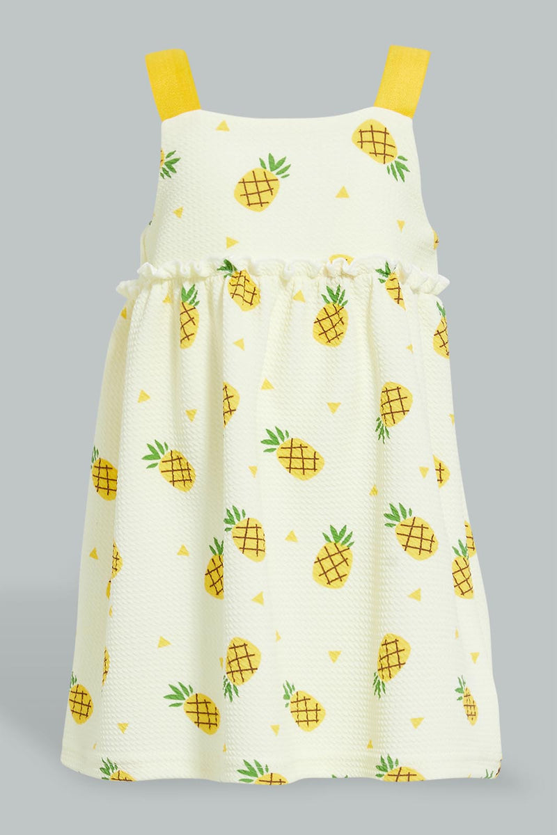 Redtag-Strawberry-Printed-Strap-Dress-Dresses-Infant-Girls-3 to 24 Months