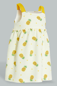 Redtag-Pineapple-Aop-Strap-Dress-Colour:Yellow,-Filter:Infant-Girls-(3-to-24-Mths),-Infant-Girls-Dresses,-New-In,-New-In-ING,-Non-Sale,-S22B,-Section:Kidswear-Infant-Girls-3 to 24 Months