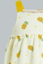 Load image into Gallery viewer, Redtag-Pineapple-Aop-Strap-Dress-Colour:Yellow,-Filter:Infant-Girls-(3-to-24-Mths),-Infant-Girls-Dresses,-New-In,-New-In-ING,-Non-Sale,-S22B,-Section:Kidswear-Infant-Girls-3 to 24 Months
