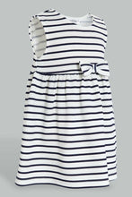 Load image into Gallery viewer, Redtag-Navy-Stripes-Sleeveless-Dress-Dresses-Infant-Girls-3 to 24 Months
