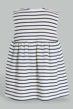 Load image into Gallery viewer, Redtag-Navy-Stripes-Sleeveless-Dress-Dresses-Infant-Girls-3 to 24 Months
