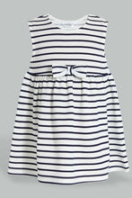 Load image into Gallery viewer, Redtag-Navy-Stripes-Sleeveless-Dress-Dresses-Infant-Girls-3 to 24 Months
