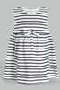 Redtag-Navy-Stripes-Sleeveless-Dress-Dresses-Infant-Girls-3 to 24 Months