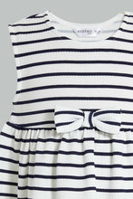 Load image into Gallery viewer, Redtag-Navy-Stripes-Sleeveless-Dress-Dresses-Infant-Girls-3 to 24 Months
