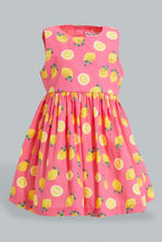 Load image into Gallery viewer, Redtag-Pink-Lemon-Print-Sleeveless-Dress-Dresses-Infant-Girls-3 to 24 Months
