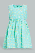 Load image into Gallery viewer, Redtag-Blue-Daisy-Printed-Sleeveless-Dress-Colour:Blue,-Filter:Infant-Girls-(3-to-24-Mths),-Infant-Girls-Dresses,-New-In,-New-In-ING,-Non-Sale,-S22B,-Section:Kidswear-Infant-Girls-3 to 24 Months
