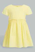 Load image into Gallery viewer, Redtag-Yellow-Dobby-Front-Gather-Dress-Dresses-Infant-Girls-3 to 24 Months
