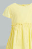 Redtag-Yellow-Dobby-Front-Gather-Dress-Dresses-Infant-Girls-3 to 24 Months