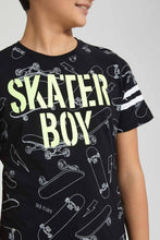 تنزيل الصورة على معرض الصور، Redtag-Black-Allover-Print-T-Shirt-All-Over-Prints-Senior-Boys-9 to 14 Years
