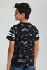 Redtag-Black-Allover-Print-T-Shirt-All-Over-Prints-Senior-Boys-9 to 14 Years