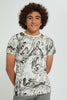 Redtag-Grey-Mel-Allover-Print-T-Shirt-All-Over-Prints-Senior-Boys-9 to 14 Years