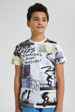 Load image into Gallery viewer, Redtag-White-Allover-Print-T-Shirt-All-Over-Prints-Senior-Boys-9 to 14 Years

