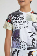 Load image into Gallery viewer, Redtag-White-Allover-Print-T-Shirt-All-Over-Prints-Senior-Boys-9 to 14 Years
