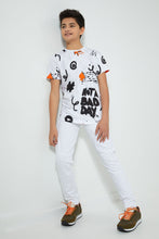 Load image into Gallery viewer, Redtag-White-Allover-Print-T-Shirt-All-Over-Prints-Senior-Boys-9 to 14 Years
