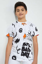 Load image into Gallery viewer, Redtag-White-Allover-Print-T-Shirt-All-Over-Prints-Senior-Boys-9 to 14 Years
