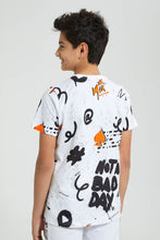 Load image into Gallery viewer, Redtag-White-Allover-Print-T-Shirt-All-Over-Prints-Senior-Boys-9 to 14 Years
