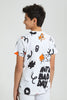 Redtag-White-Allover-Print-T-Shirt-All-Over-Prints-Senior-Boys-9 to 14 Years