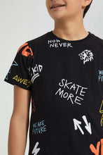 تنزيل الصورة على معرض الصور، Redtag-Black-Allover-Print-T-Shirt-All-Over-Prints-Senior-Boys-9 to 14 Years

