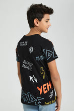 تنزيل الصورة على معرض الصور، Redtag-Black-Allover-Print-T-Shirt-All-Over-Prints-Senior-Boys-9 to 14 Years
