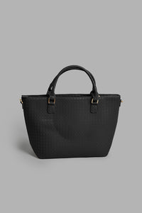 Redtag-Black-Textured-Tote-Bag-Tote-Bags-Women-