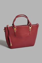 Load image into Gallery viewer, Redtag-Maroon-Textured-Tote-Bag-Tote-Bags-Women-
