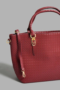 Redtag-Maroon-Textured-Tote-Bag-Tote-Bags-Women-