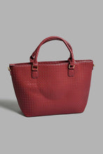 Load image into Gallery viewer, Redtag-Maroon-Textured-Tote-Bag-Tote-Bags-Women-
