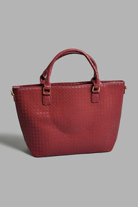 Redtag-Maroon-Textured-Tote-Bag-Tote-Bags-Women-