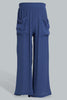 Redtag-Blue-Jacquard-Culotte-Cargo-Pants-Senior-Girls-9 to 14 Years