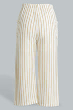 Load image into Gallery viewer, Redtag-White/Beige-Stripe-Knitted-Culottes-Trousers-Senior-Girls-9 to 14 Years
