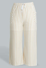 Load image into Gallery viewer, Redtag-White/Beige-Stripe-Knitted-Culottes-Trousers-Senior-Girls-9 to 14 Years
