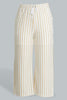 Redtag-White/Beige-Stripe-Knitted-Culottes-Trousers-Senior-Girls-9 to 14 Years