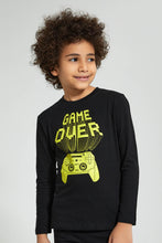 Load image into Gallery viewer, Redtag-Black-Game-Print-Longsleeve-Tshirt-Long-Sleeves-Boys-2 to 8 Years
