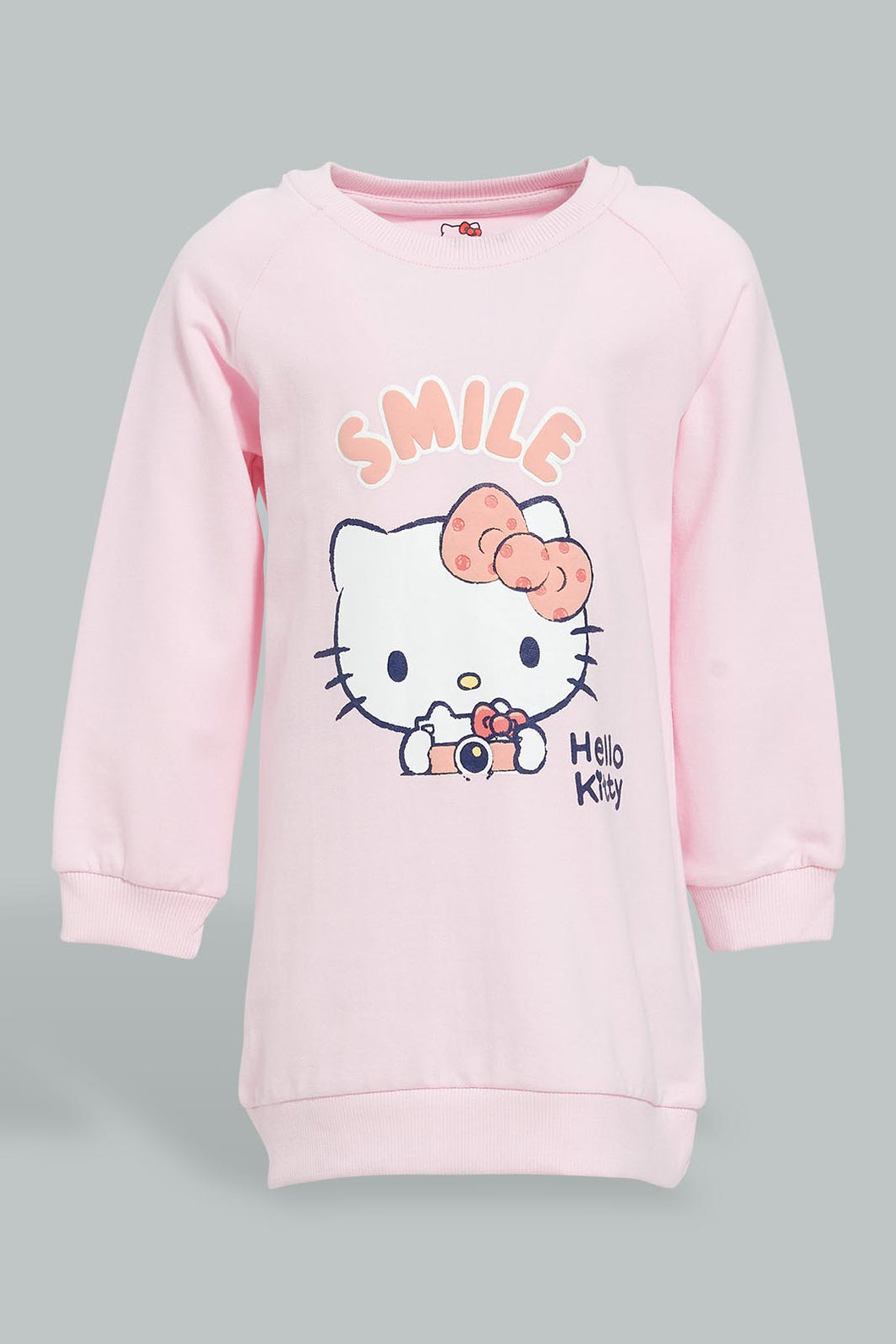 Redtag-Pink-Raglan-Sleeves-Character-Sweat-Dress-Colour:Pink,-Filter:Infant-Girls-(3-to-24-Mths),-Infant-Girls-Dresses,-New-In,-New-In-ING,-Non-Sale,-S22B,-Section:Kidswear-Infant-Girls-3 to 24 Months